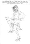  arania bob_cut breasts canid claws clothed clothing digitigrade dress english_text fangs female footwear fully_clothed fur graphite_(artwork) greyscale hair hi_res high_heels hindpaw human human_to_anthro jewelry mammal monochrome necklace paws pencil_(artwork) shoes solo species_transformation text traditional_media_(artwork) transformation 