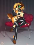  2018 anthro big_breasts bondage_gear bovid breasts canid canine caprine chair clothed clothing cozze_(macmegagerc) ear_piercing facial_piercing female fingerless_gloves gesture gloves green_eyes handwear harness head_harness hi_res hooves horn huge_breasts hybrid legwear macmegagerc mammal nipple_tape nose_piercing nose_ring open_mouth pasties piercing pointing pointing_at_self rubber sitting skimpy solo tape thigh_highs voluptuous wide_hips 