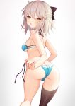  ass bikini cameltoe fate/grand_order jpeg_artifacts sakura_saber swimsuits thighhighs tomo_(ryo_i_so_) undressing 