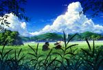  bokuden clouds grass hat original scenic sky torii waifu2x 