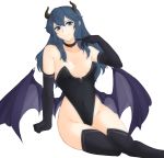  2018 5_fingers alpha_channel armwear blue_eyes blue_hair breasts clothed clothing demon digital_media_(artwork) elbow_gloves female fingers fire_emblem fire_emblem_awakening gloves hair handwear hi_res horn humanoid legwear leotard long_hair looking_at_viewer lucina mammal membrane_(anatomy) membranous_wings navel nintendo simple_background sitting skindentation small_breasts solo thigh_highs transparent_background tridis video_games wings 
