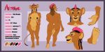  aestival big_breasts big_butt black_hair breasts brown_eyes butt cornrows feet felid female fur hair headshot hi_res lion looking_at_viewer mammal model_sheet mohawk_(disambiguation) nude pantherine pink_hair plantigrade pose soles solo tan_fur the_sketch_prince thesketchprince thick_thighs 