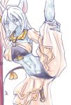  4_fingers anthro blue_eyes breasts female final_fantasy final_fantasy_ix fingers freya_crescent fur grey_fur hair inasa_tatsumi kemono long_hair mammal medium_breasts navel one_eye_closed rodent simple_background solo square_enix standing video_games white_background white_hair いなさ_ゆう 