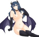  2018 5_fingers alpha_channel areola armwear blue_eyes blue_hair breasts clothing demon digital_media_(artwork) elbow_gloves female fingers fire_emblem fire_emblem_awakening gloves hair handwear hi_res horn humanoid legwear long_hair looking_at_viewer lucina mammal membrane_(anatomy) membranous_wings mostly_nude navel nintendo nipples simple_background sitting skindentation small_breasts solo thigh_highs transparent_background tridis video_games wings 