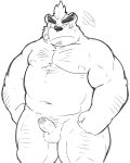  2019 anthro arm_hair ashigara balls biceps biped body_hair chest_hair eyebrows goujuyu hair hi_res line_art male mammal mohawk_(hairstyle) muscular muscular_male navel nipples penis pubes standing thick_eyebrows tokyo_afterschool_summoners ursid video_games 