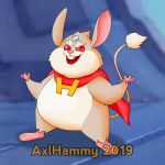  1:1 2019 3_toes 4_fingers absurd_res alien anthro axlhammy blizzard_entertainment brooch cape cape_only clothing cricetid crossover disney dr._h&auml;msterviel fingers fur grey_fur hammond_(overwatch) hamster hi_res lilo_and_stitch mammal mostly_nude obese open_mouth open_smile overwatch overweight pink_nose red_eyes red_mouth red_tongue rodent screencap_background smile solo standing toes tongue video_games watermark 