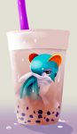  2019 absurd_res beverage breasts bubble_tea female hi_res humanoid kirlia nintendo not_furry pok&eacute;mon pok&eacute;mon_(species) solo video_games zigrock001 