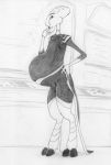  2009 2_toes 3_fingers alien belly big_belly black_sclera clothed clothing disney female fingers grand_councilwoman graphite_(artwork) greyscale hand_on_hip leovictor lilo_and_stitch monochrome pencil_(artwork) pregnant solo standing toes traditional_media_(artwork) 