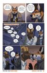  2018 alcohol beer beverage bovid building canid canine caprine clothing comic dialogue facial_hair fox french_kissing green_eyes hi_res house jacket kimmykun kissing male male/male mammal night orange_eyes outside scarf sidewalk topwear 