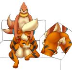  anglo anthro bed breasts buizel butt female from_behind_position growlithe looking_back male male/female nintendo penetration penis pok&eacute;mon pok&eacute;mon_(species) sex vaginal vaginal_penetration video_games 