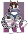  anthro bulge clothed clothing collar crossdressing felid girly hi_res lavenderpandy legwear looking_at_viewer male mammal pantherine smile socks solo thick_thighs tiger wide_hips 