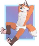  4_toes absurd_res blue_eyes canid canine clothed clothing eyebrows fox hi_res male mammal navel nipples pawpads paws plantigrade soles toes topless underwear unpopularwolf whiskers 