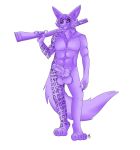  2019 anthro anubian_jackal balls canid canine canis digital_media_(artwork) dritazura egyptian erection fur gun hi_res hieroglyphics holding_gun holding_object holding_weapon jackal jewelry looking_at_viewer male mammal nude penis ranged_weapon simple_background smile snowzard solo standing weapon 