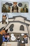  2018 canid canine canis church clothed clothing comic dialogue domestic_dog domestic_ferret facial_hair felid fox hi_res kimmykun lion mammal mustela mustelid musteline necktie orange_eyes pantherine scarf suit 