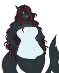  anthro curvaceous female fish hair kitsunewaffles-chan looking_at_viewer marine shark smile solo standing towel wide_hips 