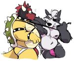  2019 4_fingers anthro belly bowser bracelet bulge canid canine canis clothing duo eye_patch eyewear fingers fur grey_fur haps hi_res jewelry jockstrap koopa leash mammal mario_bros mask navel nintendo pup_mask scalie slightly_chubby spiked_bracelet spikes star_fox underwear video_games wolf wolf_o&#039;donnell 