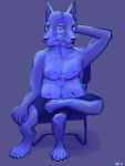  anthro bottomwear canid canine chair clothing delldogzone digitigrade hi_res male mammal multi_eye multi_leg multi_limb multi_snout polydactyly shorts sitting solo 