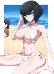  3girls 775k alternate beach bikini blue bottom breasts brown eyes focus girls hair hairstyle highres kill kiryuuin la large mako mankanshoku matoi multiple multiple_girls o-ring ryuuko satsuki short side-tie sky solo spoilers suzusiigasuki swimsuit top white 