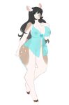  anthro breasts cervid clothing curvaceous female hi_res kitsunewaffles-chan looking_at_viewer mammal nipple_outline pussy smile solo translucent translucent_clothing wide_hips 