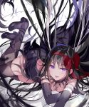  akuma_homura breasts cleavage highres hoshii_hisa looking_at_viewer lying purple_eyes smile solo 