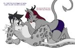  anthro canid canine canis clothing demon dialogue felid hi_res jackal male male/male male_pregnancy mammal multi_eye nude pantherine pregnant raxis_(xana7274) reclining snow_leopard text underwear xana7274 zane_(xana7274) 
