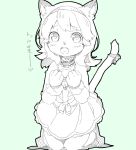  &lt;3 black_and_white clothing cub domestic_cat dress felid feline felineko felis female humanoid japanese_text kohakyu8513 lace lolita_(fashion) mammal monochrome ribbons simple_background solatorobo solo text toffee translated video_games young 