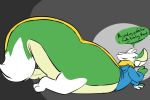  2018 3_fingers 3_toes animate_inanimate anthro big_tail biped blue_clothing blue_topwear bottomless canid canine canis clothed clothing dialogue digital_drawing_(artwork) digital_media_(artwork) english_text fingers green_body green_tail grin growth hoodie huge_tail living_plushie long_tail lying male mammal markings multicolored_tail nintendo on_front plushie pok&eacute;mon pok&eacute;mon_(species) scalie scotch_hideyoshi simple_background smile smirk smug snivy snout solo species_transformation speech_bubble tan_belly text thick_tail toes toony topwear transformation video_games white_tail wolf yellow_markings 
