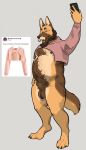  2018 animal_genitalia balls belly body_hair bottomless canid canine canis cellphone chest_hair clothed clothing domestic_dog eyewear facial_hair fangs german_shepherd glasses hairy half-closed_eyes hand_on_hip happy_trail herding_dog hoodie kimmykun kimmykun_(character) looking_up male mammal meme mostly_nude musclegut mustache navel nipple_piercing nipples open_mouth pastoral_dog phone piercing pink_hoodie pubes red_eyes seductive selfie sheath simple_background smartphone thick_thighs topwear twitter twitter_hoodie white_background 