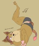  2019 anthro anus big_breasts breasts brown_hair brown_tail butt canid canine canis clitoris clothed clothing crotchless_panties demon dialogue digital_drawing_(artwork) digital_media_(artwork) english_text female finger_claws fur hair hair_highlights hand_on_cheek hi_res mammal mcsib multicolored_fur nipples open_mouth panties pawpads paws pink_anus pink_pawpads pink_pussy pussy red_eyes signature solo spread_legs spreading surprise text topless two_tone_fur underwear upside_down wolf 
