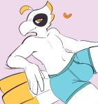  2019 absurd_res anthro avian beak bird boxer_briefs bulge clothing feathers hi_res male robin_(otterjunk) simple_background sleepyscreen underwear 