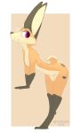  ! &lt;3 2019 absurd_res anthro big_ears bodily_fluids breasts butt canid canine fangs female fox hi_res looking_back mammal nude pink_eyes skinny small_breasts solo sweat togaed 