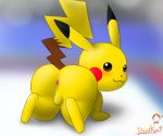  2019 anus balls blush butt davidkyatt looking_at_viewer male nintendo pikachu pok&eacute;mon pok&eacute;mon_(species) solo video_games 