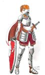  arc_rose armor boxer_(disambiguation) canid canine canis cape clothing domestic_dog female knight looking_at_viewer mammal melee_weapon shield sword weapon 