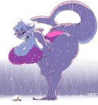  absurd_res anthro big_breasts breasts cleavage clothed clothing female fish hanging_breasts hi_res huge_breasts larger_female macro marine raining shark size_difference thaddeusmcboosh thick_thighs wet 