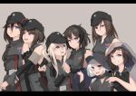  6+girls absurdres black_hair blue_eyes braid brown_hair defiant_(star_wars) galactic_republic hat highres multiple_girls personification scar scar_across_eye star_wars twintails uniform vectorek white_hair 