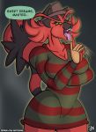  2018 anthro breasts cinny_the_incineroar claws clothed clothing cosplay costume female freddy_krueger halloween hi_res holidays incineroar nightmare_on_elm_street nintendo pok&eacute;mon pok&eacute;mon_(species) sketchybug solo video_games 