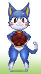  animal_crossing big_breasts blue_fur breasts clothing crossgender dipstick_tail fur hi_res kyodashiro multicolored_tail nintendo red_eyes rover_(animal_crossing) topwear video_games 