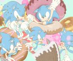  6:5 anthro blue_background blue_body blue_fur clothing cookie dessert doughnut eating eulipotyphlan food footwear fur giant_food gloves green_eyes handwear hedgehog ice_cream ice_cream_cone male mammal multiple_scenes one_eye_closed open_mouth pancake shoes simple_background solo sonic_(series) sonic_the_hedgehog sprinkles walking なし 
