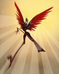  accipitriform action_pose anthro avian beak bird breasts clothed clothing david_lillie dreamkeepers feathers female hi_res pose red_feathers red_wings secretary_bird solo stiletto_(dreamkeepers) wings 