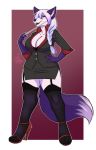  anthro bra breasts canid canine clothed clothing eyewear female fox garter_straps glasses hi_res lavenderpandy legwear looking_at_viewer mammal solo stockings teacher underwear 