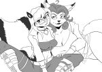  anthro belt canid canine carmelita_fox clothed clothing duo eyewear female fox glasses greyscale looking_at_viewer makeup mammal mephitid monochrome skunk sly_cooper_(series) smile sony_corporation sony_interactive_entertainment sucker_punch_productions video_games yawg 