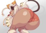  1girl :o animal_ears anus ass bar_censor blazblue blush_stickers bottomless braid breasts cat_ears cat_tail censored hood hooded_jacket ion_(cation) jacket kneehighs large_breasts long_hair looking_at_viewer nipples orange_panties panties pussy solo tail taokaka thick_thighs thighs underwear very_long_hair 