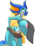  anthro big_breasts breasts clothed clothing curvaceous female hi_res huge_breasts limitedvision marine nipple_outline smile solo standing thick_thighs wide_hips 