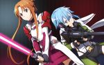  aqua_inc. armor asuna_(sword_art_online) gun photoshop shino_asada sinon sword sword_art_online sword_art_online_alicization thighhighs 