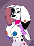  101_dalmatian_street 101_dalmatians anthro bandanna bedroom_eyes big_breasts bodypaint breast_grab breast_squeeze breasts canid canine canis da_vinci_(101_dalmatians) dalmatian disney domestic_dog female half-closed_eyes hand_on_breast looking_at_viewer mammal nipples paint seductive simple_background smile solo spots whitewolf20xx 