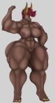  abs anthro big_breasts breasts canid canine canis female hi_res jackal mammal muscular muscular_female pussy questyrobo thick_thighs 