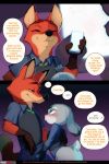  anthro black_nose blush canid canine clothed clothing comic disney doxy duo female fox hi_res judy_hopps lagomorph leporid male mammal nick_wilde pink_nose police_uniform rabbit uniform zootopia 