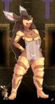 2019 anthro armor breasts chain cleavage clothed clothing digital_media_(artwork) female hair humanoid invalid_color lagomorph mammal mocha simple_background solo standing_tough starbound video_games 