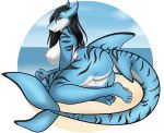  2019 anthro beach bedroom_eyes big_breasts big_butt black_hair breasts butt casual_nudity catsmeow colored_nails female fin fish hair half-closed_eyes hi_res long_tail looking_at_viewer marine nails nipples nude presenting presenting_hindquarters public_nudity requiem_shark sand seaside seductive selina_flores shark shoreline side_boob smile stripes tiger_shark water yellow_eyes 