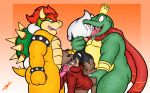  2019 anal anal_penetration benji benjipaws blush bowser cape clothing crocodile crocodilian crocodylid crossover crown domestic_ferret donkey_kong_(series) fellatio from_behind_(disambiguation) group group_sex hi_res hoodie humanoid_penis interspecies jewelry king_k._rool koopa licking male male_penetrated mammal mario_bros mustela mustelid musteline nintendo oral penetration penile penis petting reptile scalie sex slightly_chubby spikes spitroast threesome tongue tongue_out topwear turtle video_games 